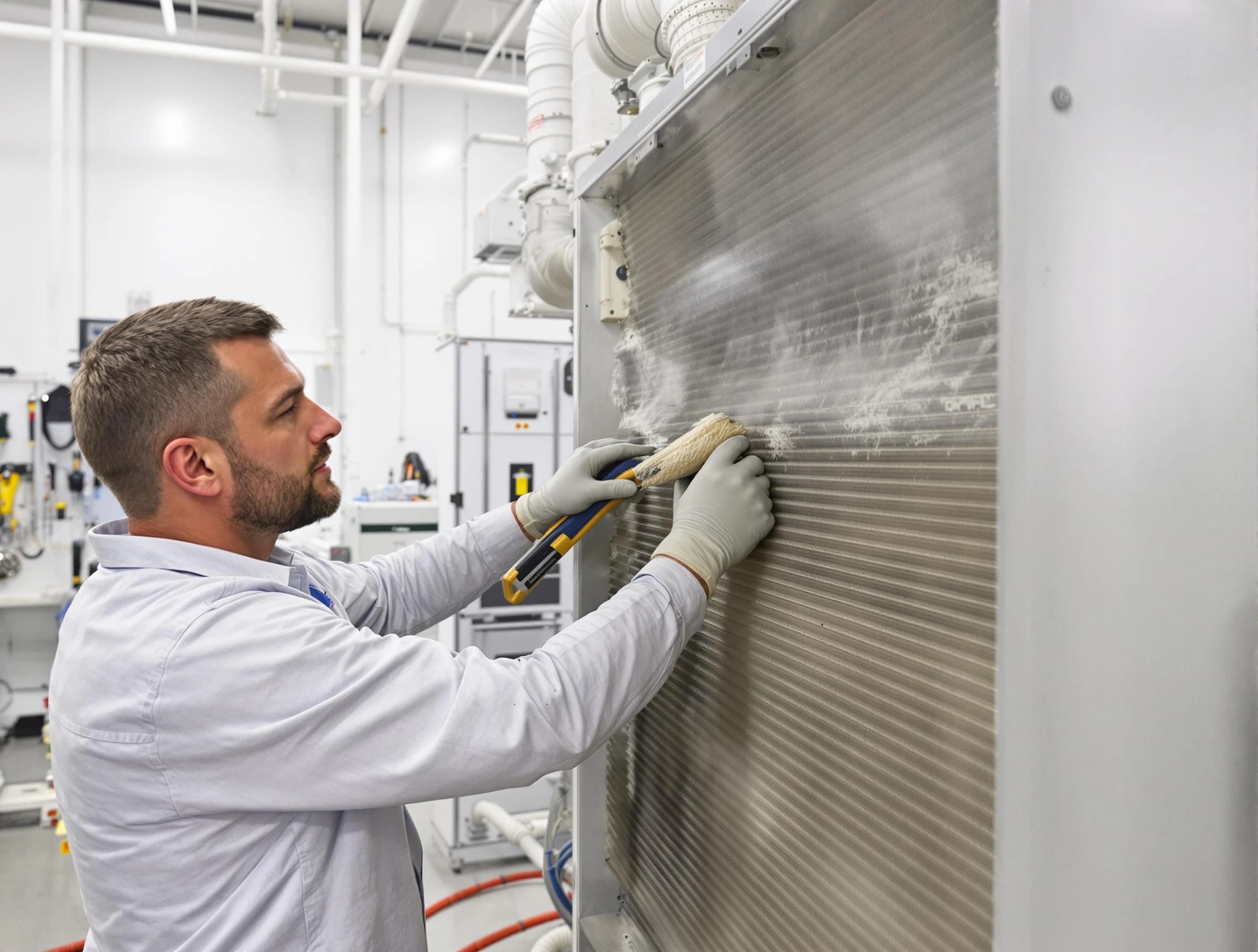 Niwot Air Duct Cleaning technician performing precision commercial coil cleaning at a Niwot business
