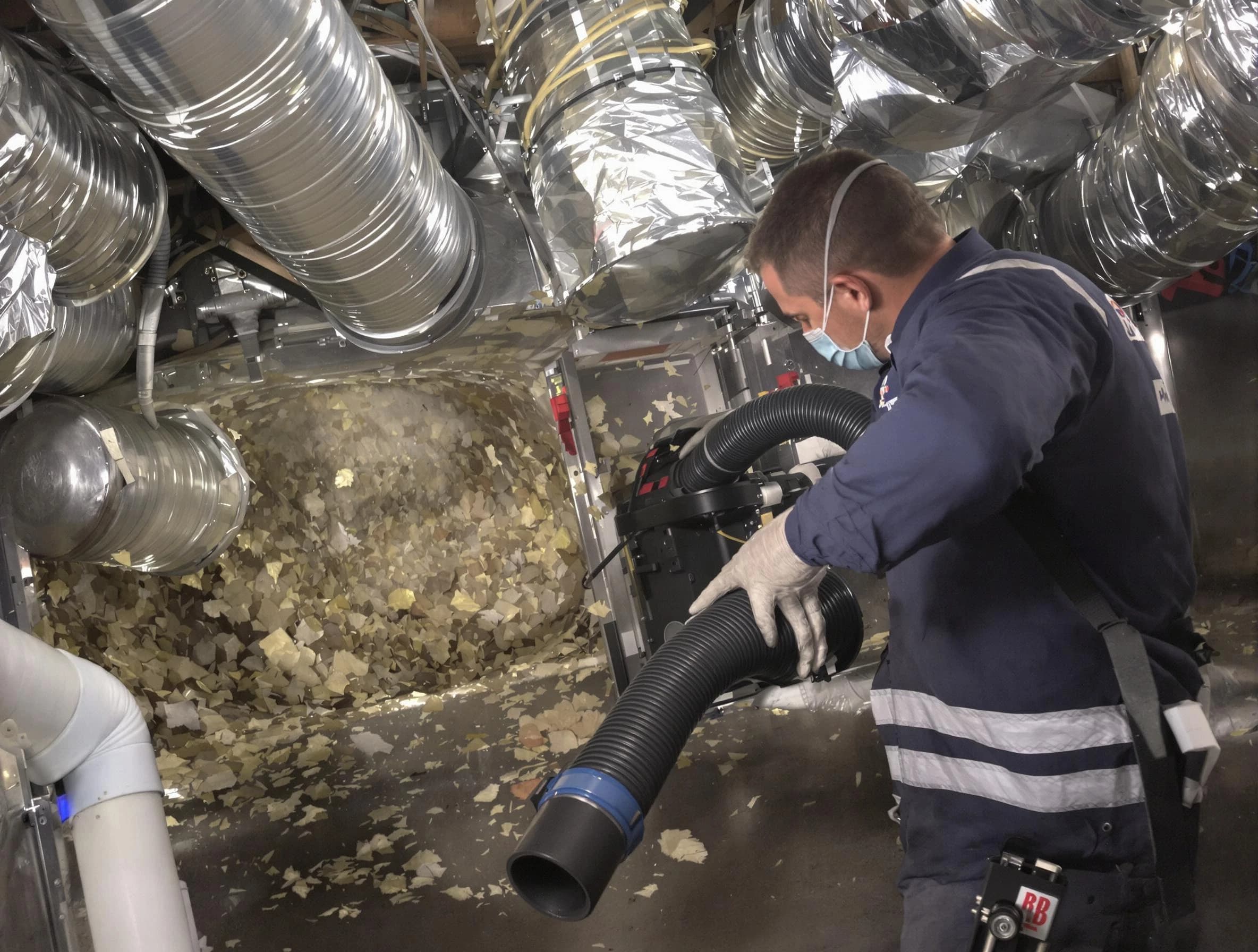 Niwot Air Duct Cleaning specialist operating negative pressure cleaning equipment for thorough duct maintenance in Niwot