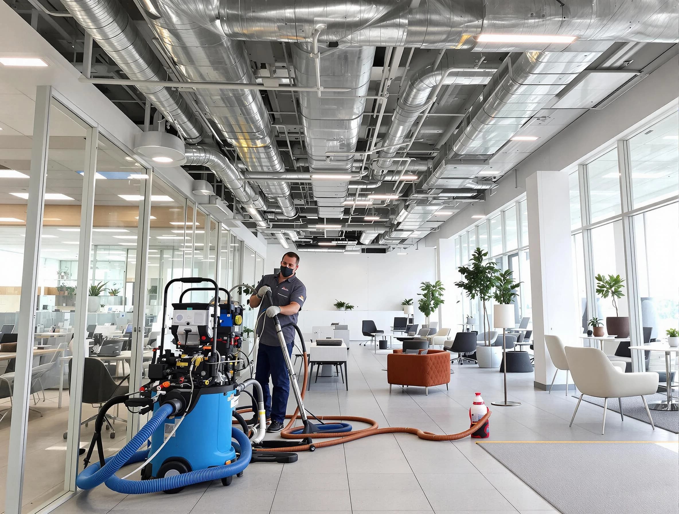 Niwot Air Duct Cleaning team conducting comprehensive commercial duct cleaning at a business location in Niwot