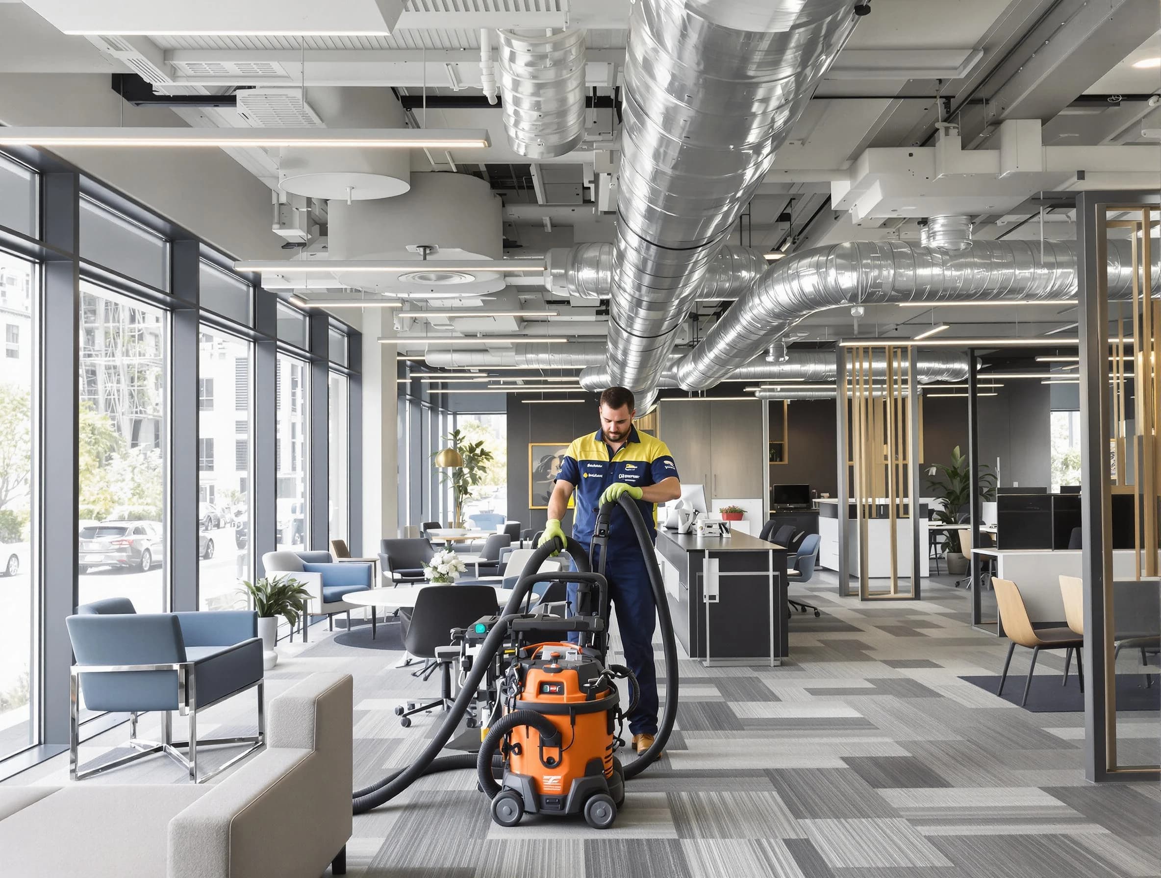 Niwot Air Duct Cleaning team performing thorough commercial duct cleaning at a Niwot business center